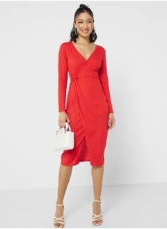 Buy Wrap Knotted Midi Dress in Saudi Arabia