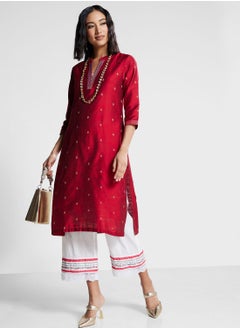 Buy V-Neck Solid Kurti in Saudi Arabia