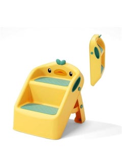 Buy Toddler Step Stool for Kids Bathroom Sink | Foldable 2 Step Stool for Kids 1-4 Years Old | Dual Height 11 Child Kitchen Helper with Handles - Easy to Move, Slip-Resistant (Yellow) in UAE