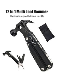 Buy Camping Hammer Multitool Survival Gear - 12 In 1 Stainless Steel Portable Safety Locking Camping Accessories with Durable Sheath Compact Multi Tool For Outdoor in Saudi Arabia