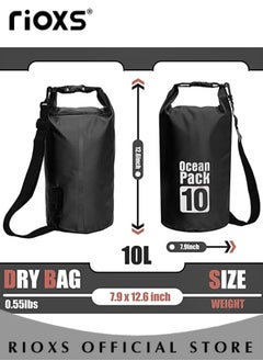 اشتري PVC Waterproof Dry Bag 10L Diving Foldable Storage Bag for Men and Women Beach Swimming Bag Rafting backpack for Boating Canoeing Fishing Swimming Cycling Camping في السعودية