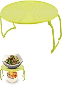 Buy 3-in-1 Microwave Rack/Plate Cove/Food Tray with Foldable Leg, Microwave Plate Stacker Splatter Cover Food Cover for Microwave Oven(Green) in Egypt