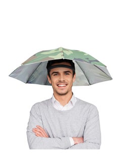 اشتري SYOSI Umbrella Hat, 65cm Sunscreen Windproof Hands Free Head Umbrella Cap, UV Protection Umbrella Hats, Head-Mounted Umbrella Top Folding Hat Umbrella for Fishing Beach Golf Sunshade Outdoor في الامارات