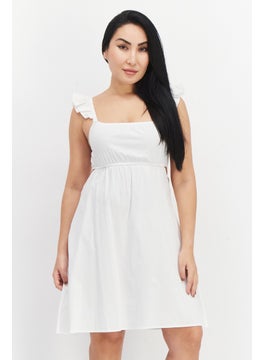 Buy Women Plain Mini Dress, White in Saudi Arabia