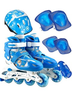 Buy Adjustable Single Row Patinage Skate Boot Set - Head Protection Helmet Included - Hand, Feet and Elbow Protection Kit in Egypt