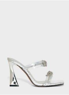 Buy Wide Bow Perspex Mule Sandals in Saudi Arabia