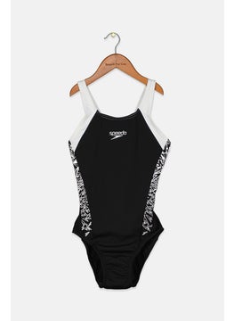 Buy Women One Piece Graphic Print Swimsuit, Black and White in Saudi Arabia