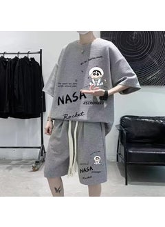 Buy Casual Loose Fit Mens Summer Outfit Light gray in Saudi Arabia