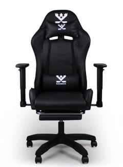 Buy A swivel leather gaming and video gaming chair with a backrest and lumbar support, black in Saudi Arabia