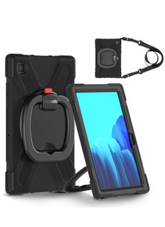 اشتري Moxedo Heavy Duty Shockproof Rugged Protective Colorful Case with 360 Rotating Kickstand and Shoulder Strap for Kids Compatible for Samsung Galaxy Tab A7 10.4 Inch (T500/T505) - Black في الامارات