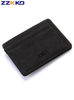Buy New Ultra-thin Men's PU Leather Mini Small Magic Credit Card Bank Card Holder Creative Zipper Portable Coin Purse Multi-Card Space Large-Capacity Double-sided Wallet in Saudi Arabia