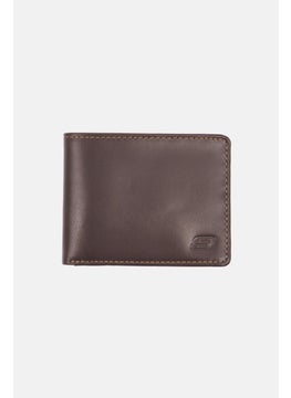 اشتري Men Brand Logo Smooth Slim Fold Wallet, Brown في الامارات