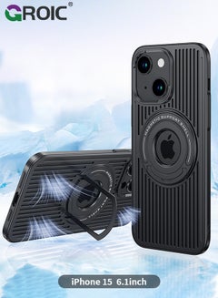 اشتري Kickstand Case for iPhone 15 6.1 Inch Case with Invisibility Magnetic Ring Holder Kickstand, Ring Stand Magnetic Shockproof Phone Case for Phone Compatible with Magsafe في الامارات
