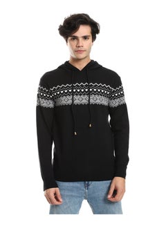 Buy Self Pattern Long Sleeves Hooded Sweater in Egypt