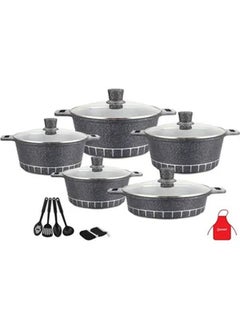 Buy 17 Piece Granite Cookware Set 7000 Grey in UAE