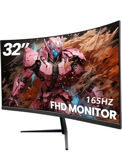 Buy 32 inch Curved Gaming Monitor, 16:9 QHD 2K 2560x1440 165Hz 1ms Frameless LED Gaming Monitor, AMD Freesync Premium Display Port HDMI/DP, Black in Saudi Arabia