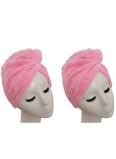 Buy PACK OF 2- Microfiber Hair Drying Towel Pink in Saudi Arabia
