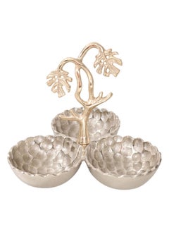 اشتري Botanic Leaf Round Nut Bowl, Nickel & Gold في الامارات