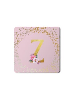 Buy Designer Leather Coasters Mat for Beverage Drinks- Custom Monogram Initial Letter Floral Pattern Alphabet - Z (Pink) in UAE