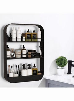 Buy 3-Layer Sturdy Wall Mounted Bathroom Shelf Shower Shelf Black 60*40*10cm in Saudi Arabia