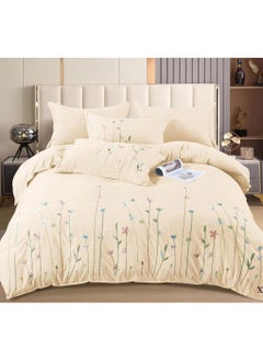 Buy Microfiber Embroidered Soft Quality Comforter Bedding set-King Size 6Pcs 1-PC fitted bedsheet 200 * 200cm,1-PCS Comforter 220 * 240 fixed, 4PCS Super Soft Pillowcases in UAE