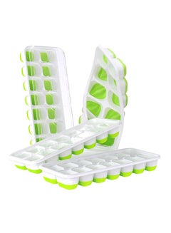Buy 4-Piece Ice Cube Trays, Easy-Release Silicone And Flexible 14-Ice Cube Trays With Spill-Resistant Removable Lid, For Cocktail, Beer, Stackable Flexible Ice Trays in Saudi Arabia