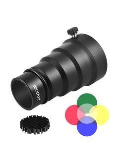 اشتري 98mm Mini Flash Mount Metal Snoot with Honeycomb Grid 5pcs Color Filter Kit for Neewer Godox 180W 250W 300W Mini Studio Strobe Monolight Photography Flash في الامارات