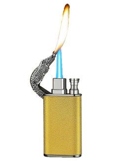 Buy Refillable Magic Windproof Dual Arc Double Flame Lighter Silver Crocodile Gold Body (Without Gas) in UAE