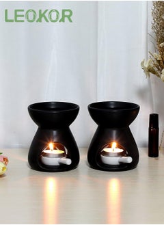 Buy 2 Pack Ceramic Tealight Candle Holder, Home Decoration Essential Oil Aromatherapy Stove, Wax Melt Essential Oil Burner with Candle Spoon in Saudi Arabia