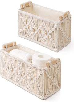 Buy Storage Basket for Organizing Countertop Woven Decorative Basket Toilet Paper Basket Top Rack Basket with Handle Bathroom Decoration Bedroom Nursery Living Room Entrance in UAE