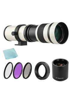 اشتري Camera MF Super Telephoto Zoom Lens F/8.3-16 420-800mm T Mount + UV/CPL/FLD Filters Set +2X 420-800mm Teleconverter Lens + T2-AF Adapter Ring في السعودية