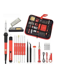 Buy 60W 220V Electric Soldering Lron Kit 26 Pieces Adjustable Temperature Welding Tool Set Lncluding Soldering Tips/Desoldering Pump/Stand/Tweezers/Screwdriver/Electronic wire/Carry Bag in UAE