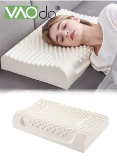 Buy Latex Pillow with Organic Cotton Cover Bed Pillow for Sleeping Breathable and Strong Resilience Pillow Neck Pain Relief Help Head Support for Side Back Stomach Sleeper in Saudi Arabia