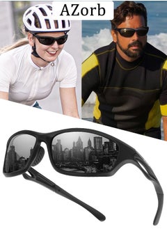 Buy Polarized Sports Sunglasses Men Women TR90 Lightweight Frame Sun Glassess Men's Sunglass for Cycling Driving Running Glasses UV Protection Shades Black in Saudi Arabia