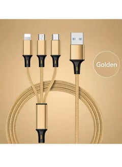 Buy 3-in-1 Multifunctional Charging Cable (1.2M) – Nylon Braided USB to Type-C/Micro-USB/Lightning – Quick Charge Adapter for Smartphones and Tablets – [Matte Round Cord] [5-10W Power] [Voltage ≤36V] in UAE