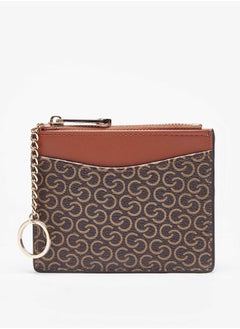 Buy Women's Monogram Card Holder with Zip Closure in UAE