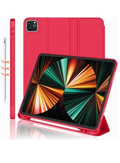 Buy New iPad Pro 12.9 Case 2022 2023 6th Gen 2021 5th Gen with Pencil Holder Support iPad 2nd Pencil Charging Pair Trifold Stand Smart Case with Soft TPU Back Auto Wake Sleep in UAE