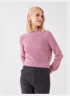 Buy Ribbed Crew Neck Crop Sweatshirt in Saudi Arabia