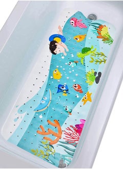 اشتري Cartoon Non-Slip Bathtub Mat for Kids 40x16 Inch Baby Bath Mat Non-Slip Extra Long Bathtub Mat for Kids Anti Slip Shower Mat with Suction Cups & Drain Holes Machine Washable في السعودية