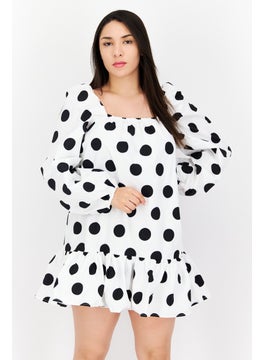 Buy Women Polka Dots Mini Dress, White/Black in UAE