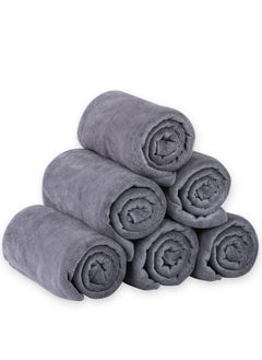 Buy Microfiber Bath Towel Sets (6 Pack 27" X 55") Extra Absorbent Fast Drying Multipurpose For Swimming Fitness Sports Yoga Grey 6 Count in Saudi Arabia