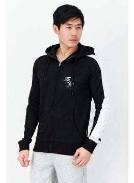 Buy Men Hood With Drawstring Printed Long Sleeve Sweatshirts, Black in Saudi Arabia