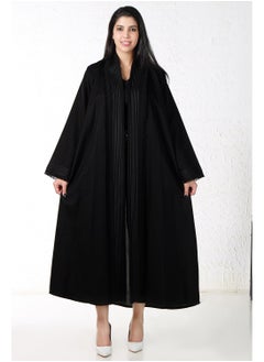 Buy Black abaya with silver threads on the sleeves and collar in Saudi Arabia