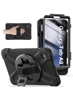 Buy Samsung Galaxy Tab A9 Case 8.7 Inch 2023 SM-X110/X115/X117 for Kids with Screen Protector | Heavy Duty Shockproof Case with Rotating Stand Hand Strap for Galaxy Tab A9 Tablet 2023 in UAE