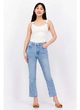 اشتري Women Regular Fit Washed Denim Jean, Blue في الامارات