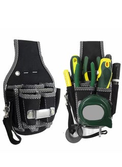 اشتري SYOSI Tool Pouch -Single Side Tool Belt Pouch/Utility Belt Bag/Tool Apron for Carpenter/Gardening/Waist, Durable Canvas Construction.Comfortable, Light Weight (BLACK) في الامارات