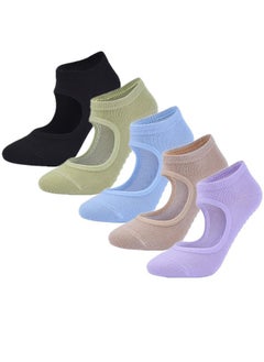 اشتري Ladies Anti-Slip Yoga Socks, Pilates Socks, Anti-Slip Grip Socks for Sports Dance Backless Professional Anti-Slip Pilates Fitness(6 Pairs) في الامارات