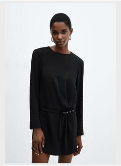 Buy Belted Crew Neck Dress in UAE