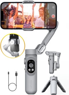 Buy Smart X 3-Axis Foldable Handheld Gimbal Stabilizer with Fill Light  For Smart Phone Action Camera in Saudi Arabia