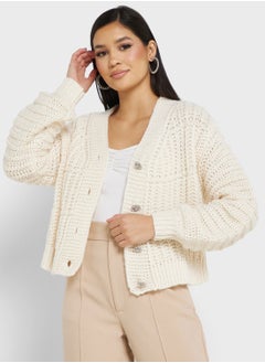 Buy Button Detail Knitted Cardigan in Saudi Arabia